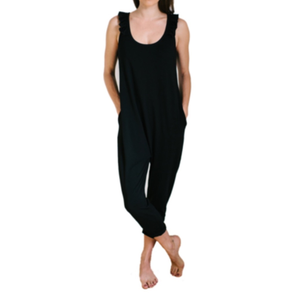 Smash + Tess Sweetheart Romper in Midnight Black